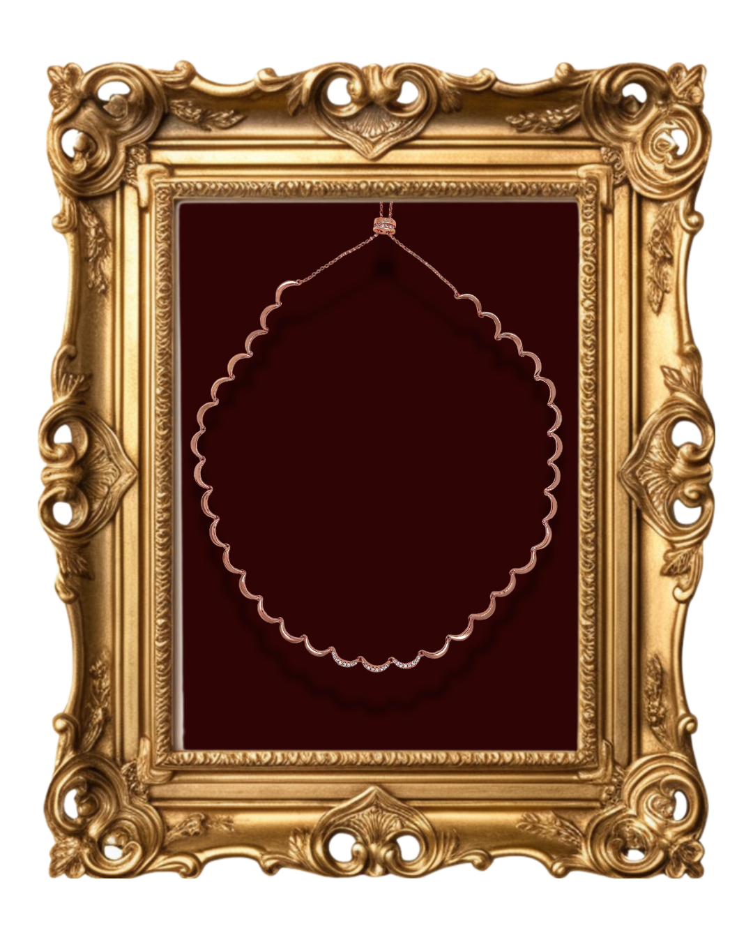 "Rose gold ripple necklace with zircon accent"