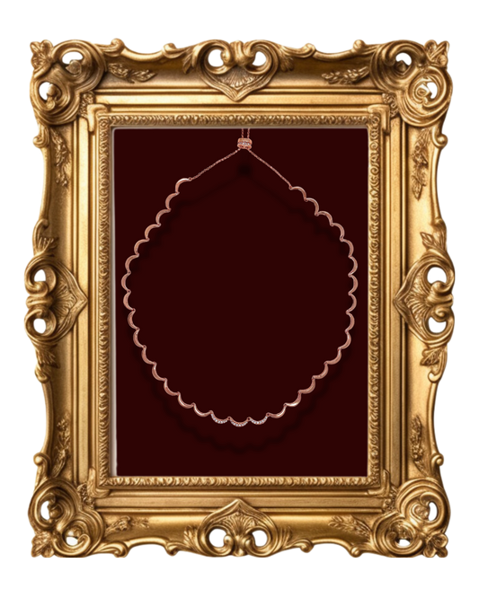 "Rose gold ripple necklace with zircon accent"