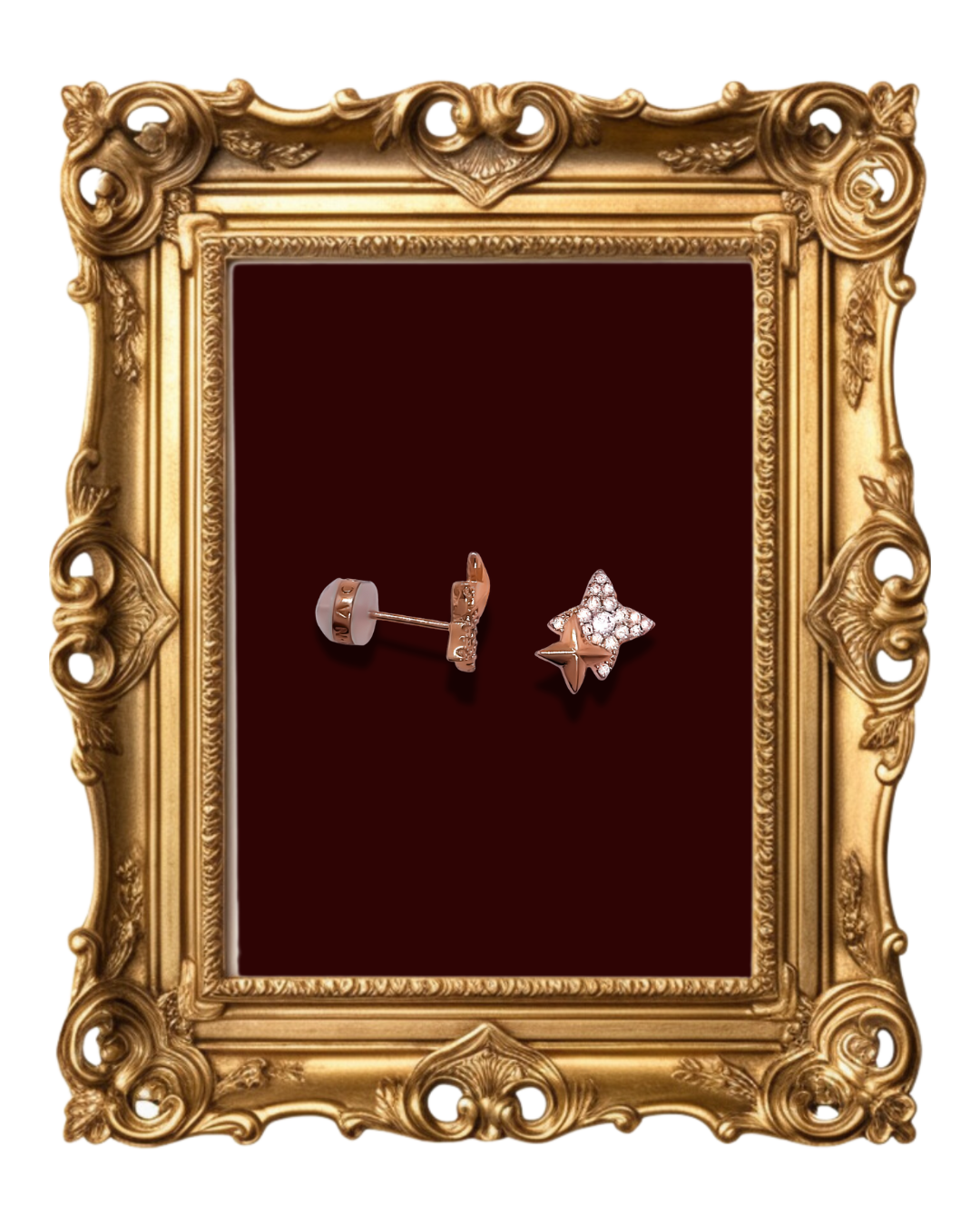 "Star-shaped earrings with zircon stones"