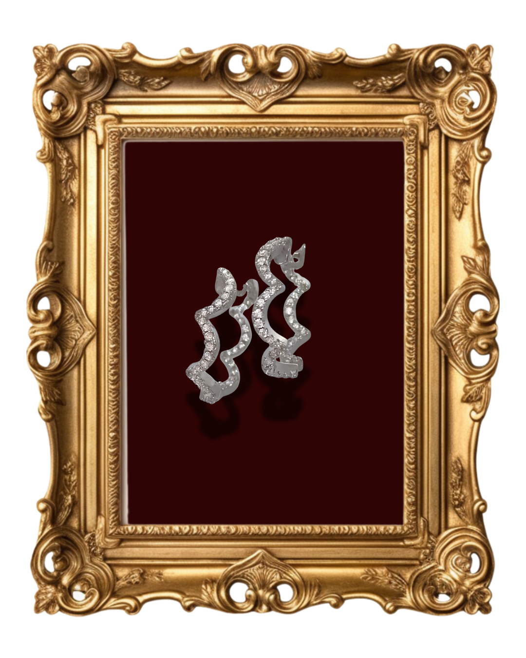 "Moonlit ripple hoops earrings with zircon stones"